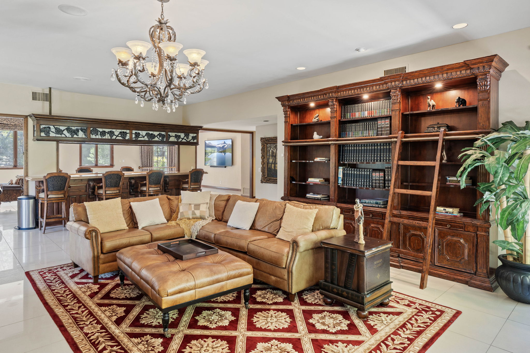 Library lounge area with comfortable sectional seating